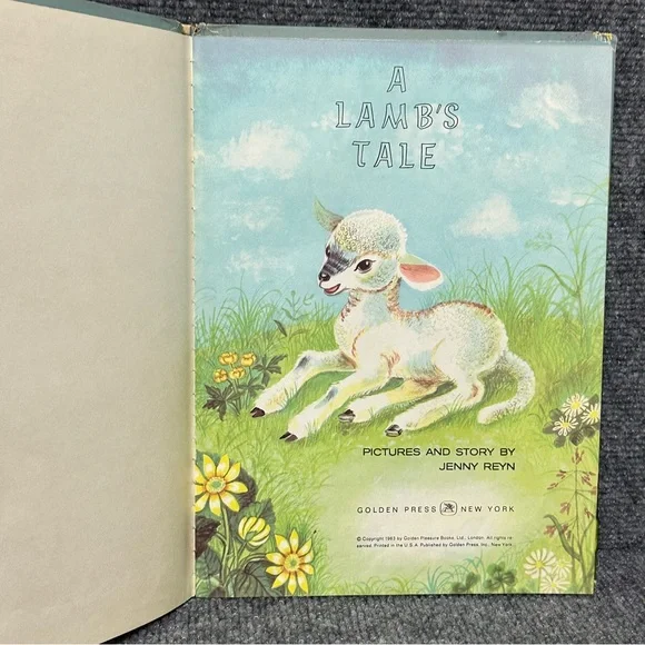 Vintage Big Golden Book A Lamb’s Tale Jenny Reyn 1963 hardcover 8.5x11 nursery - Picture 3 of 13